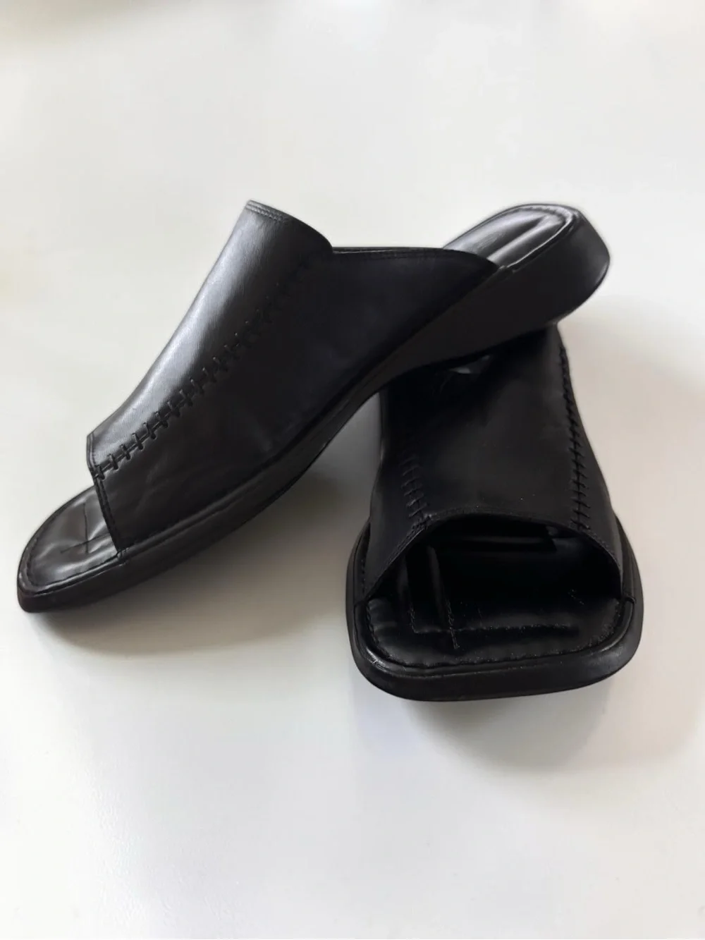 Vintage Skechers Men’s Black Leather Slide Sandals Discontinued Size 13
